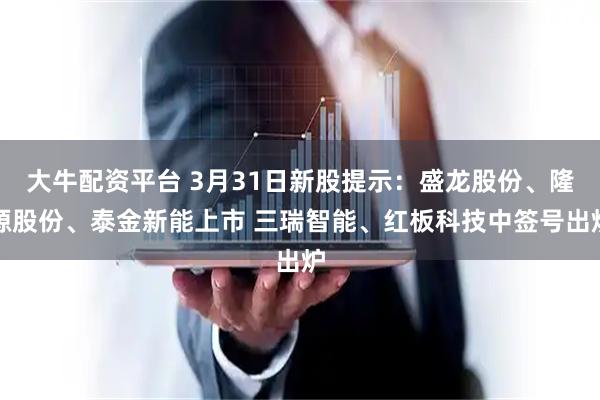 大牛配资平台 3月31日新股提示：盛龙股份、隆源股份、泰金新能上市 三瑞智能、红板科技中签号出炉
